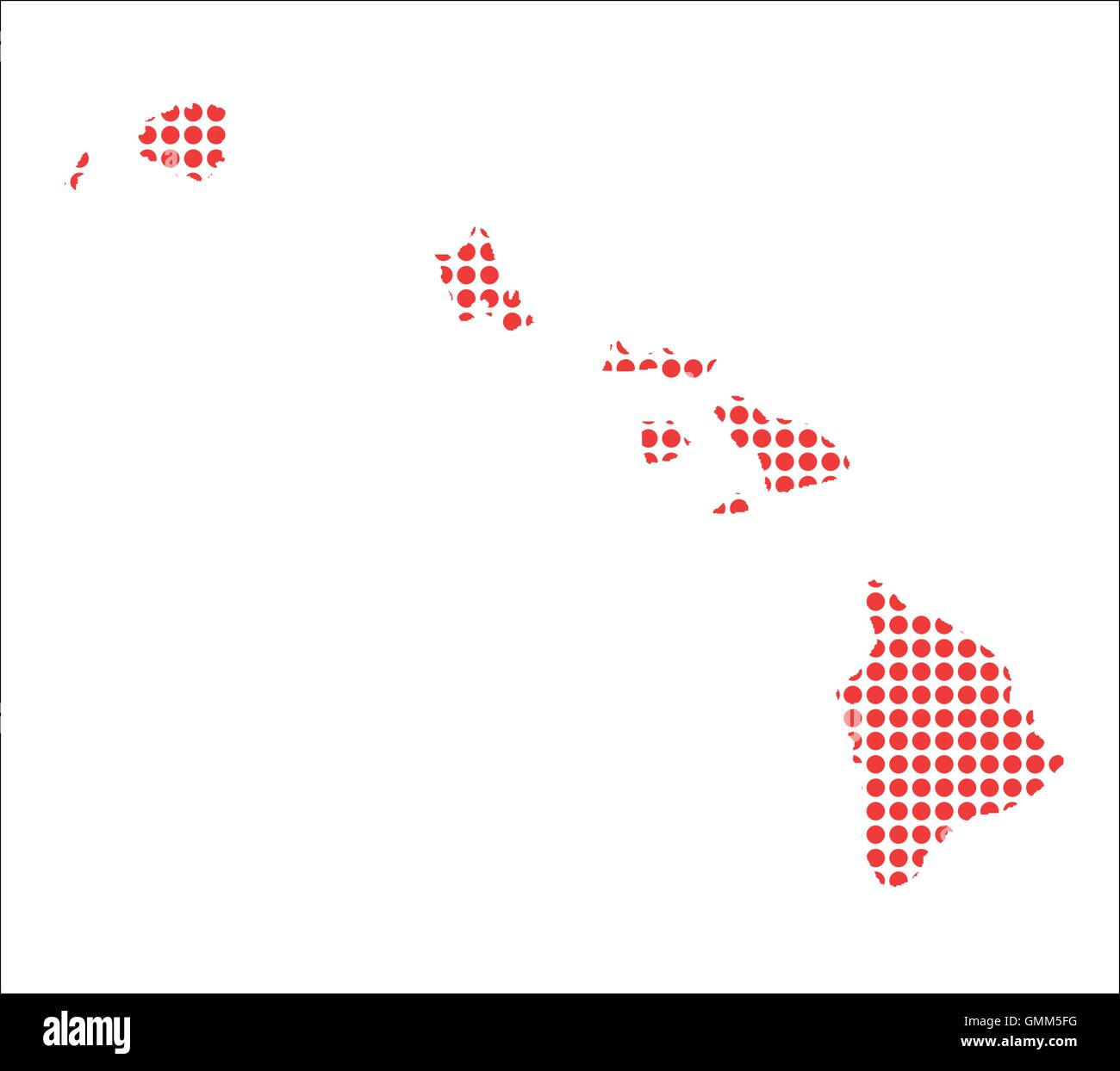 Red Dot Map of Hawaii Stock Vector