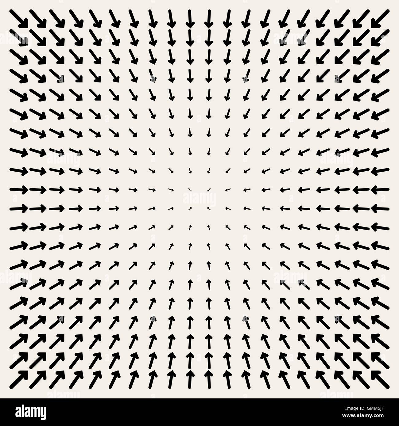Vector Square Grid With Arrows Pointing Towards the Center Stock Vector