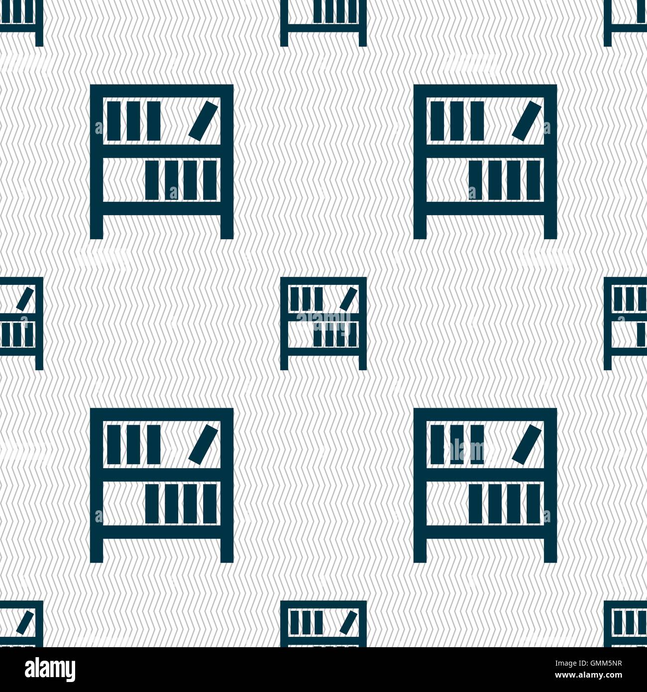 Bookshelf icon sign. Seamless abstract background with geometric shapes