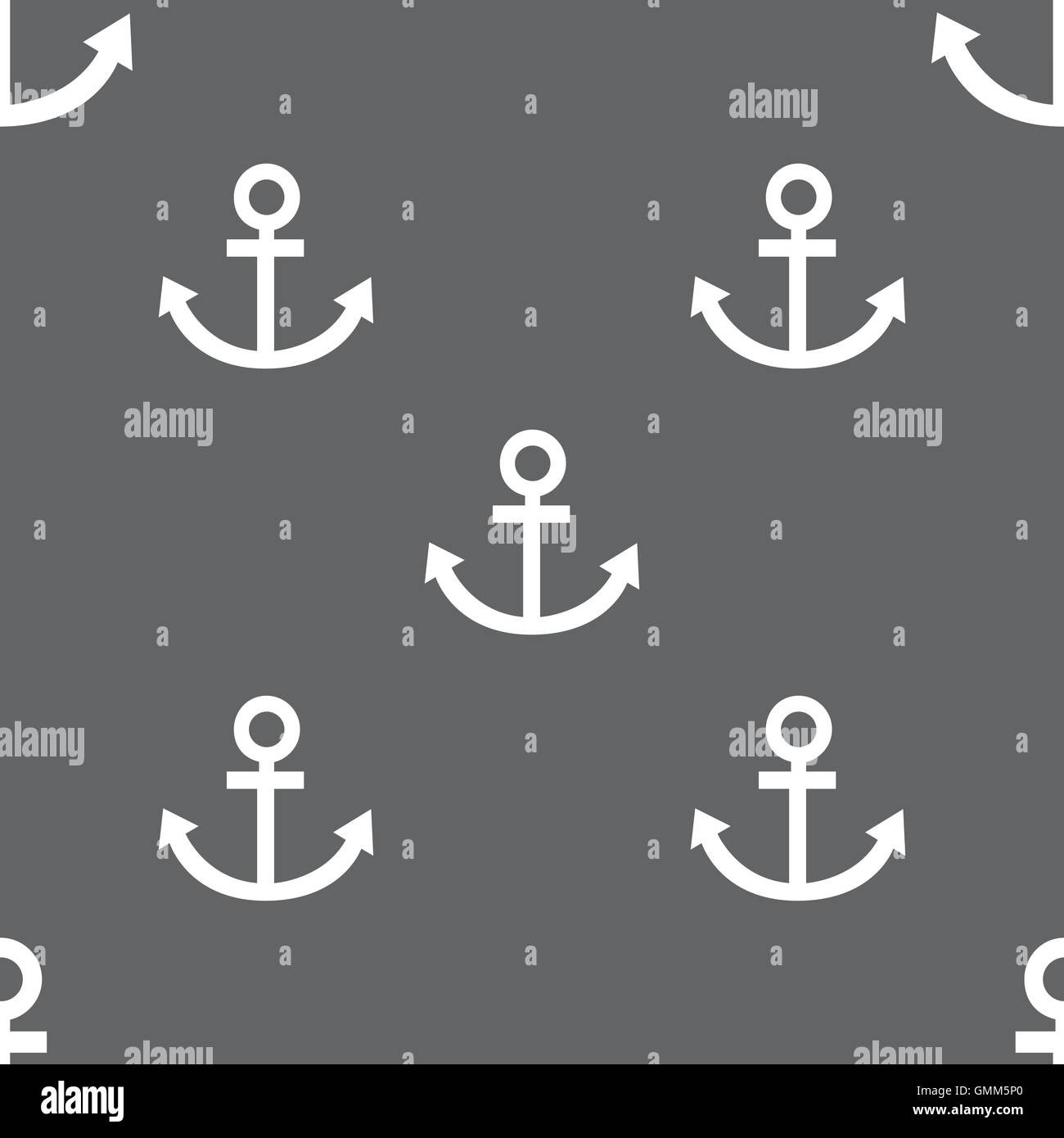Anchor icon. Seamless pattern on a gray background. Vector Stock Vector ...