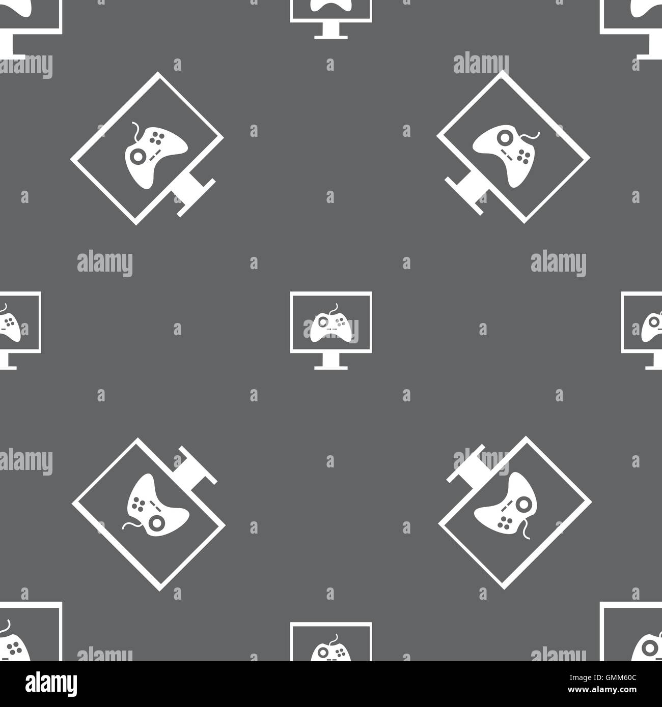 Joystick and monitor sign icon. Video game symbol. Seamless pattern on ...