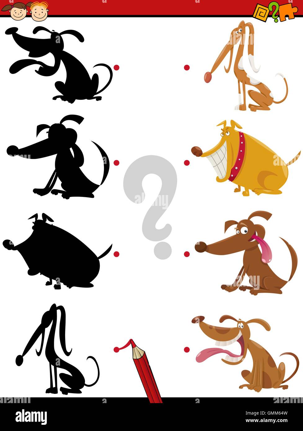 shadow task with dogs for kids Stock Vector Image & Art - Alamy