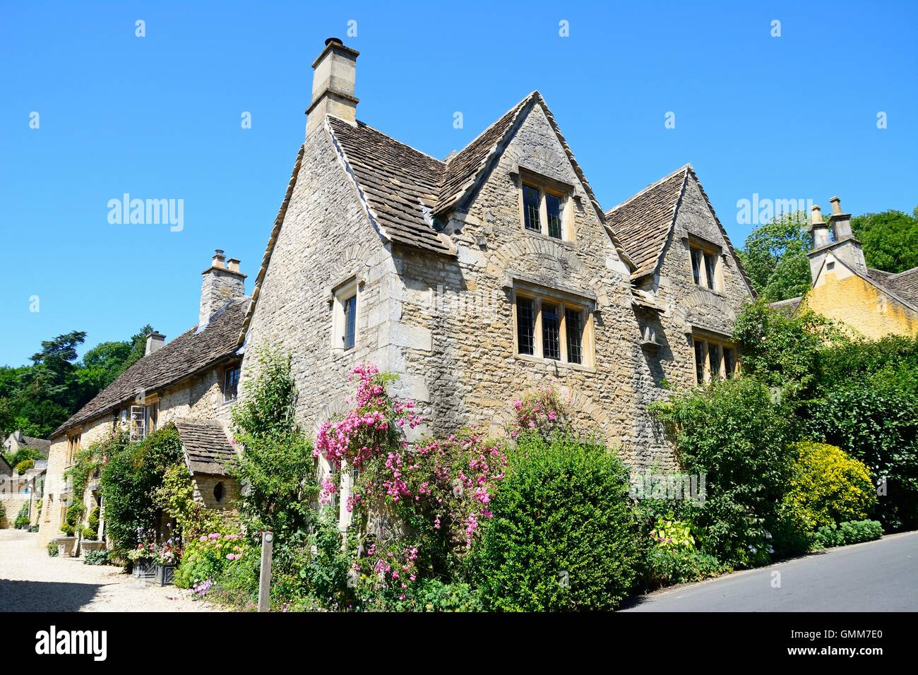 Cotswold stone buildings in the village centre, Castle Combe, Wiltshire, England, UK, Western Europe. Stock Photo