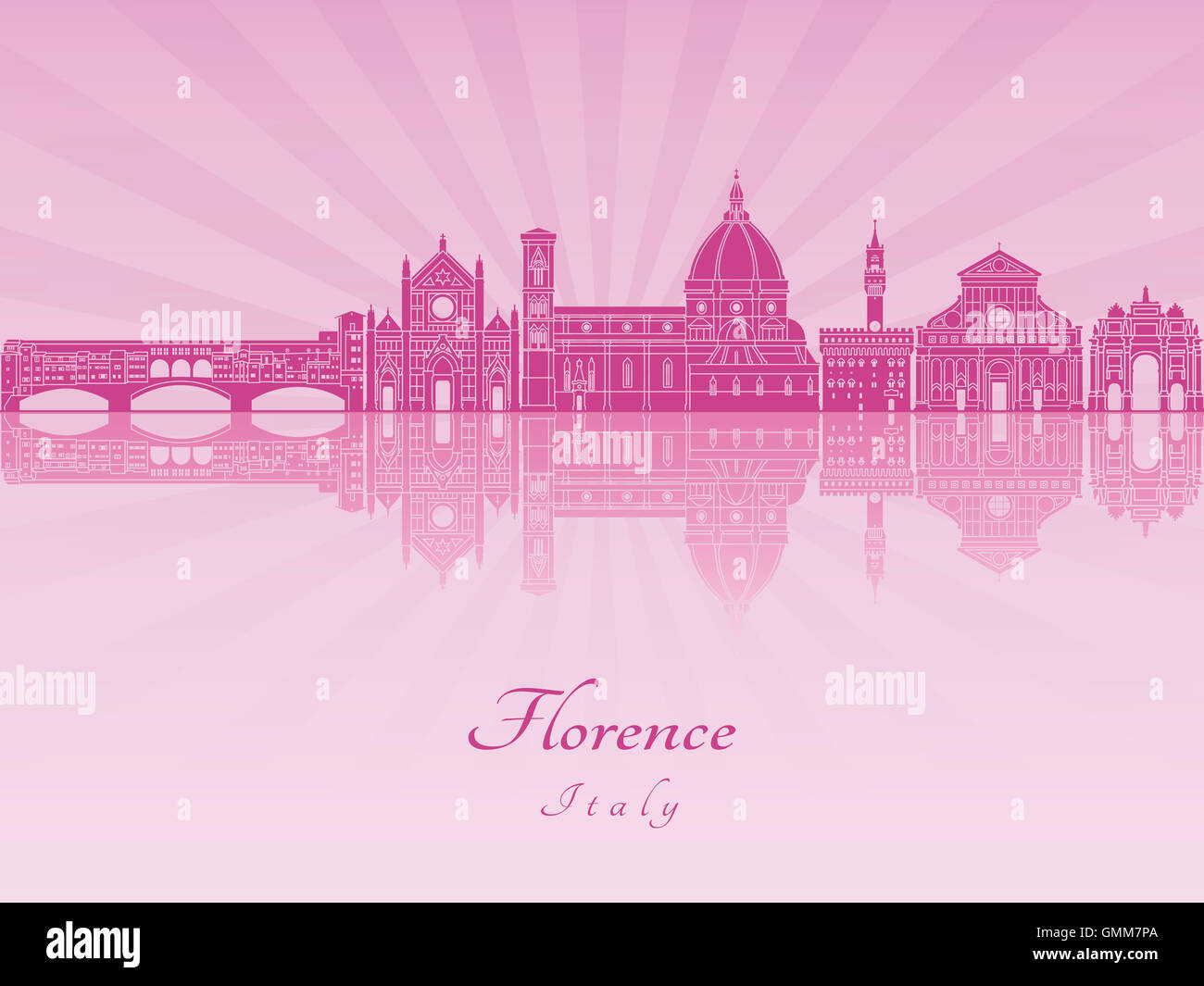 Florence skyline in purple radiant orchid in editable vector file Stock Photo