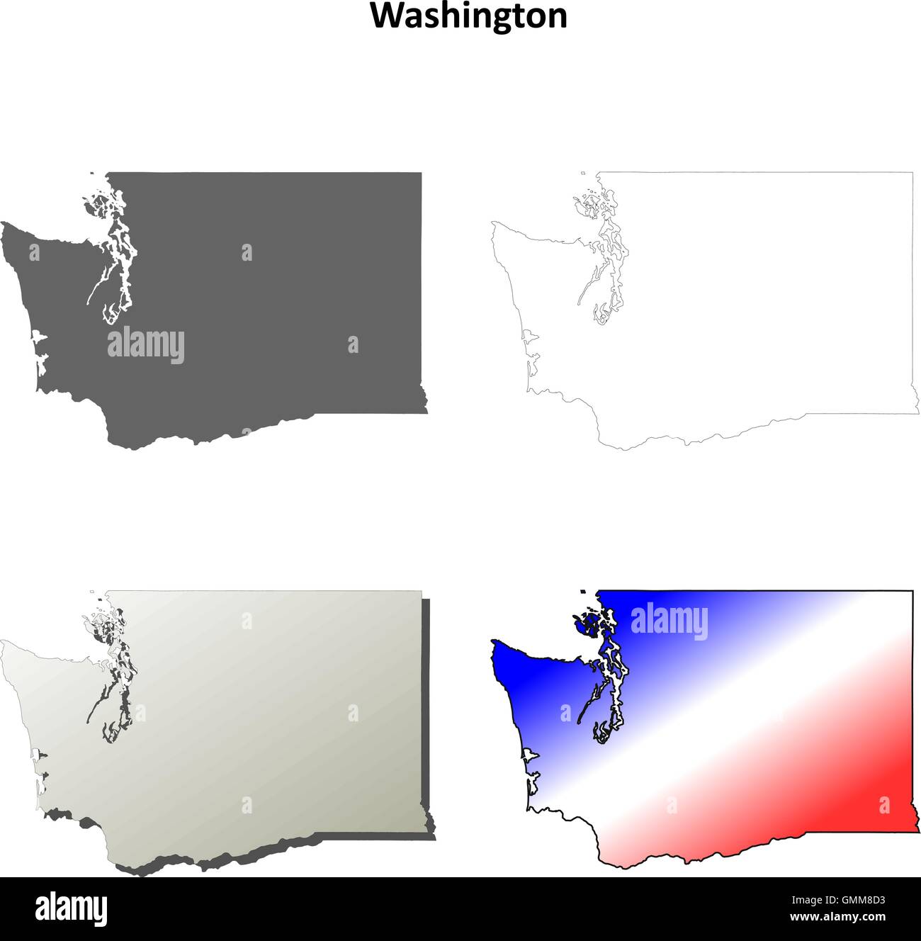 Washington Outline Map Set Stock Vector Image Art Alamy