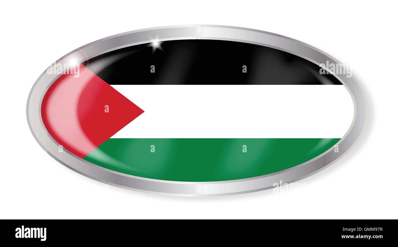Palestine Flag Oval Button Stock Vector