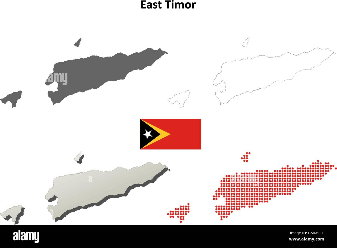 East Timor outline map set Stock Vector