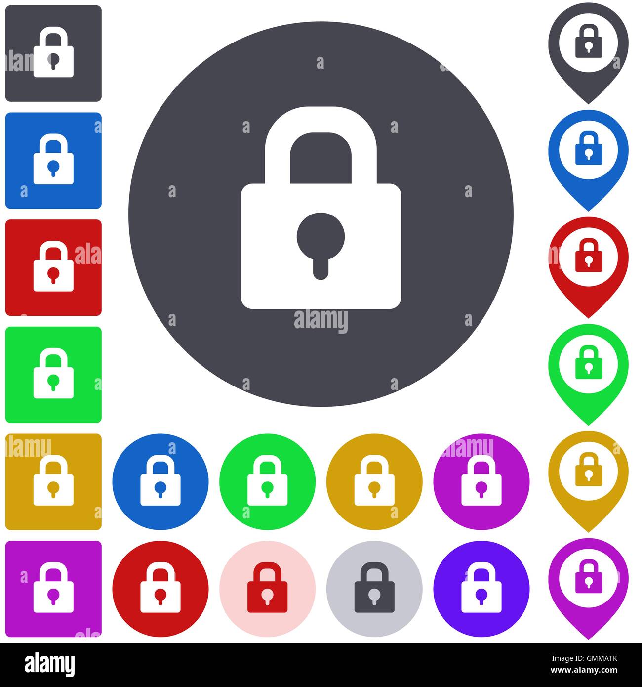 Color lock icon set Stock Vector Image & Art - Alamy