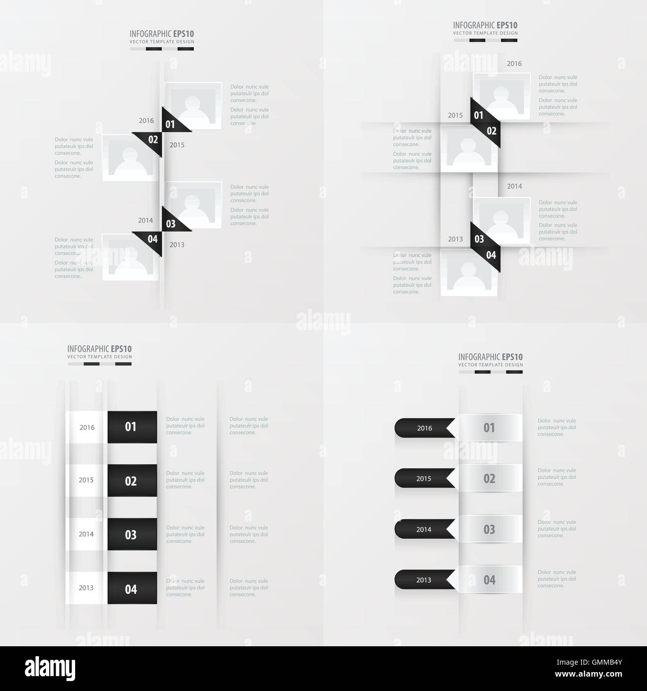 timeline 4 item black and white color Stock Vector Image & Art - Alamy