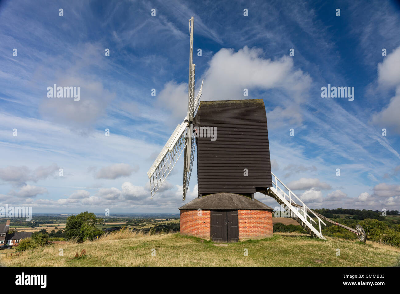 Brill windmill, a post windmill situated on Brill Common, Aylesbury, Buckingham. It was in use from 1668 to 1906. Stock Photo