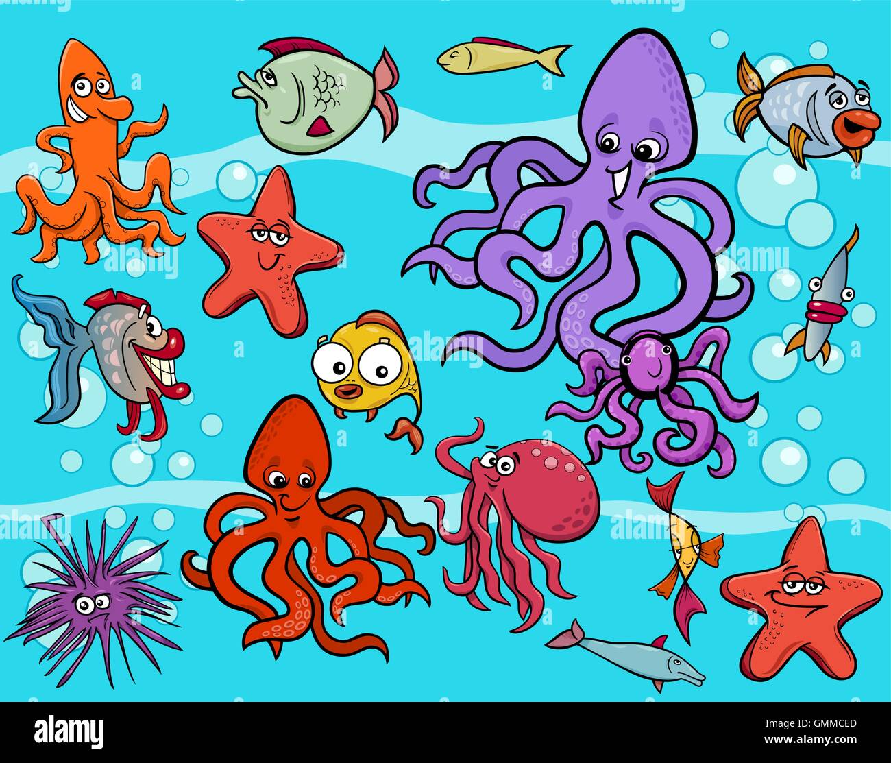 sea life group cartoon Stock Vector Image & Art - Alamy