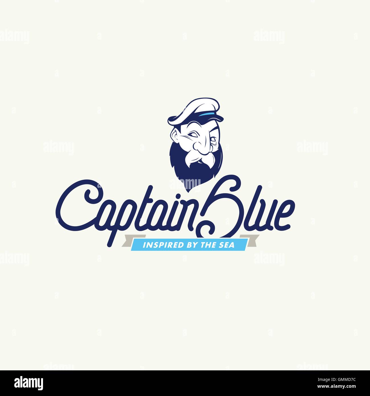 captain character with a lettering Stock Vector