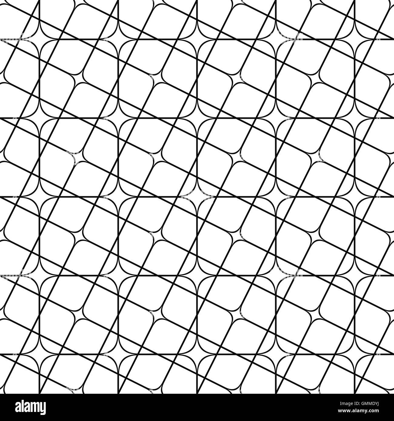 Seamless monochrome angular curved grid pattern Stock Vector Image ...
