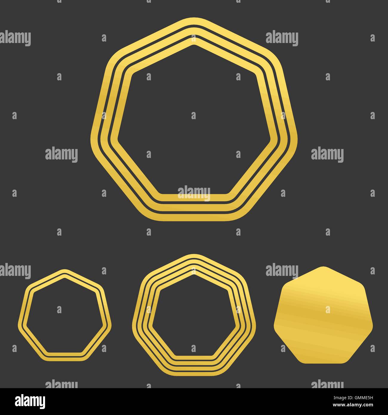 Golden line heptagon logo design set Stock Vector Image & Art - Alamy