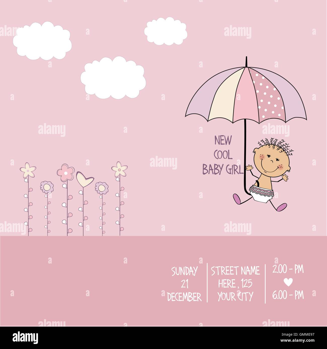 baby girl shower card Stock Vector Image &amp; Art - Alamy
