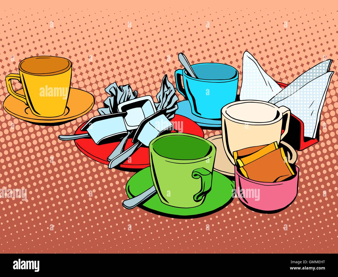Coffee table with cups Stock Vector Image & Art - Alamy