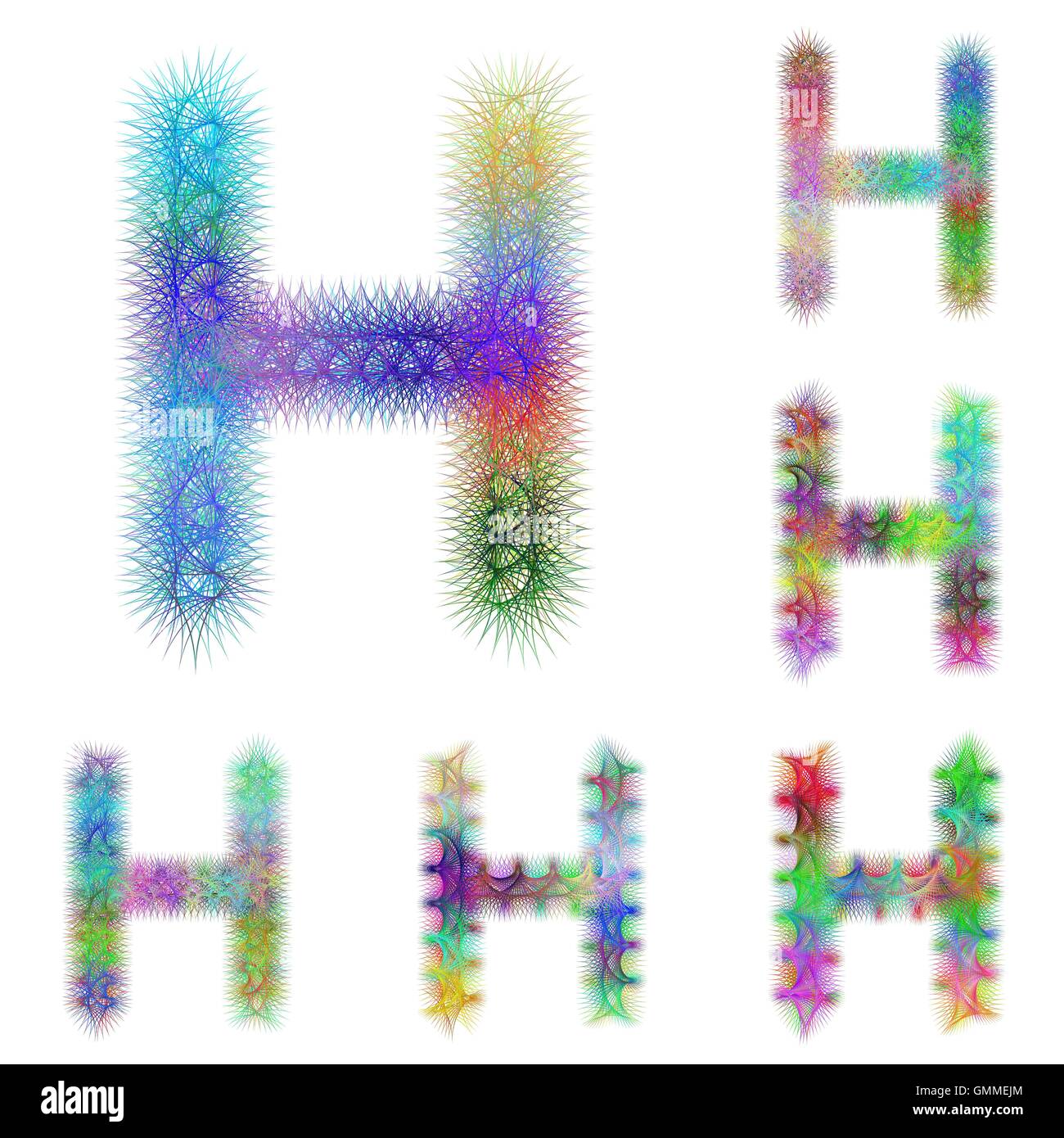 Happy colorful fractal font set - letter H Stock Vector Image & Art - Alamy