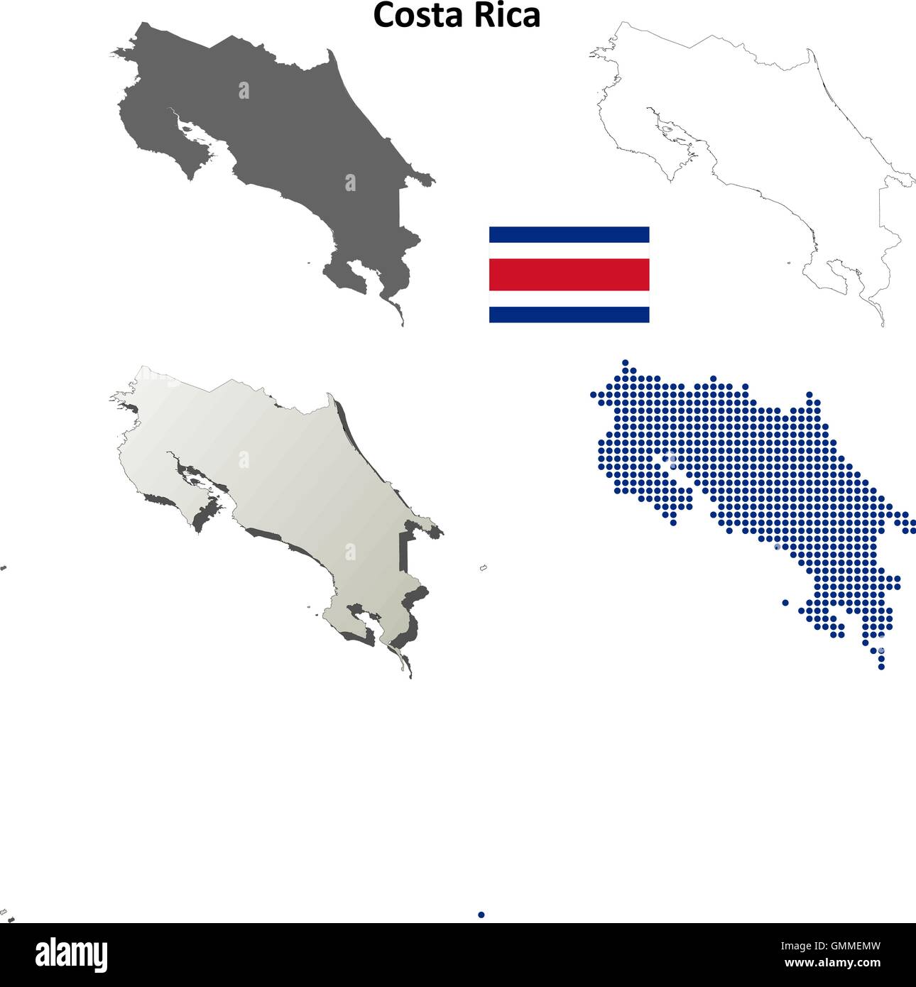 Costa Rica outline map set Stock Vector Image & Art - Alamy