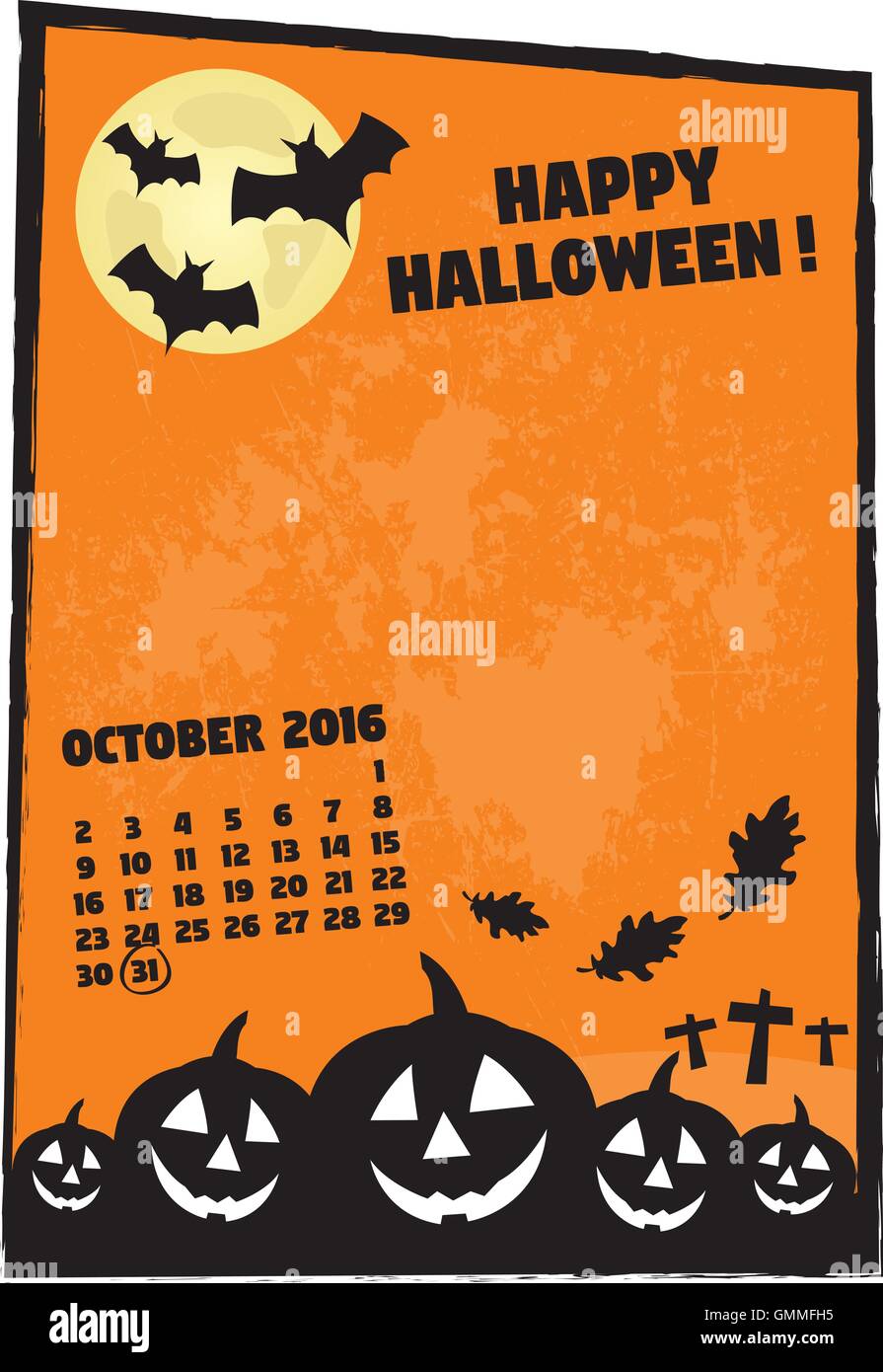 Happy Halloween Frame With Calendar Vector Illustration With A Grunge Texture In The Background Stock Vector Image Art Alamy Happy Halloween Frame With Calendar Vector Illustration With A Grunge Texture In The Background Stock Vector Image Art Alamy
