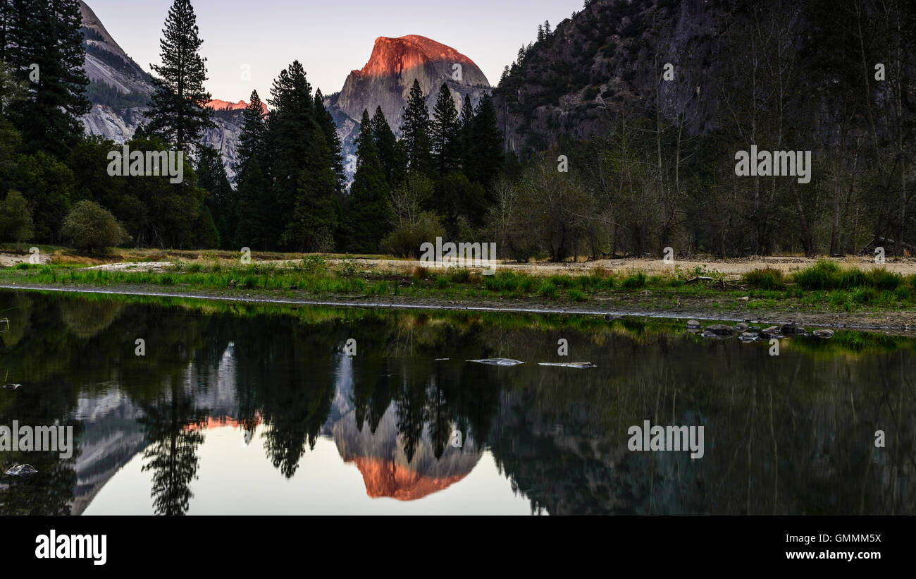 Yosemit and half dome in sunset Stock Photo
