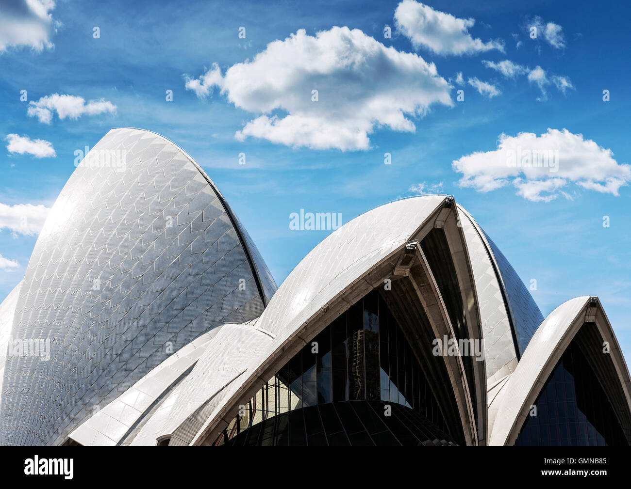 famous sydney opera house landmark modern architecture detail in australia  on sunny day Stock Photo