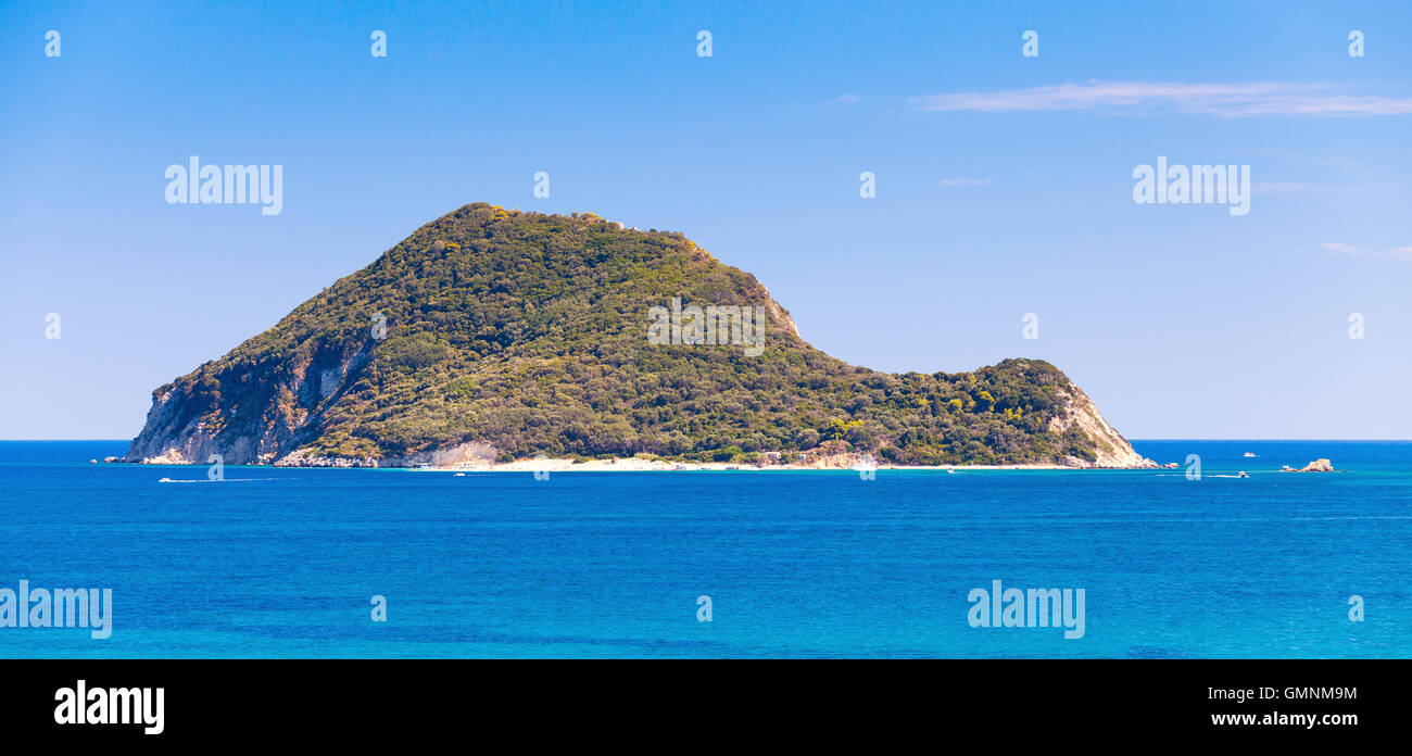 Marathonisi islet near Greek island Zakynthos in the Ionian Sea Stock Photo
