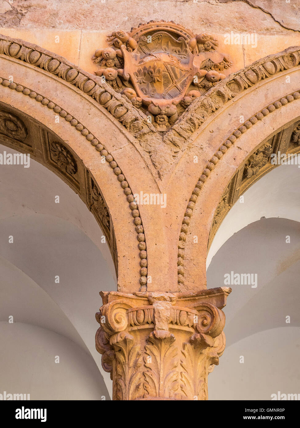 Detail of Renaissance arch at Castillo de La Calahorra is located in La Calahorra, in the province of Granada, Spain. Stock Photo