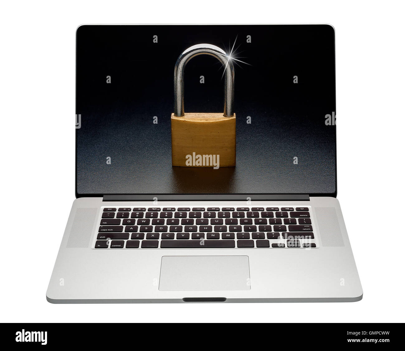 Computer laptop lock, isolated Stock Photo Alamy