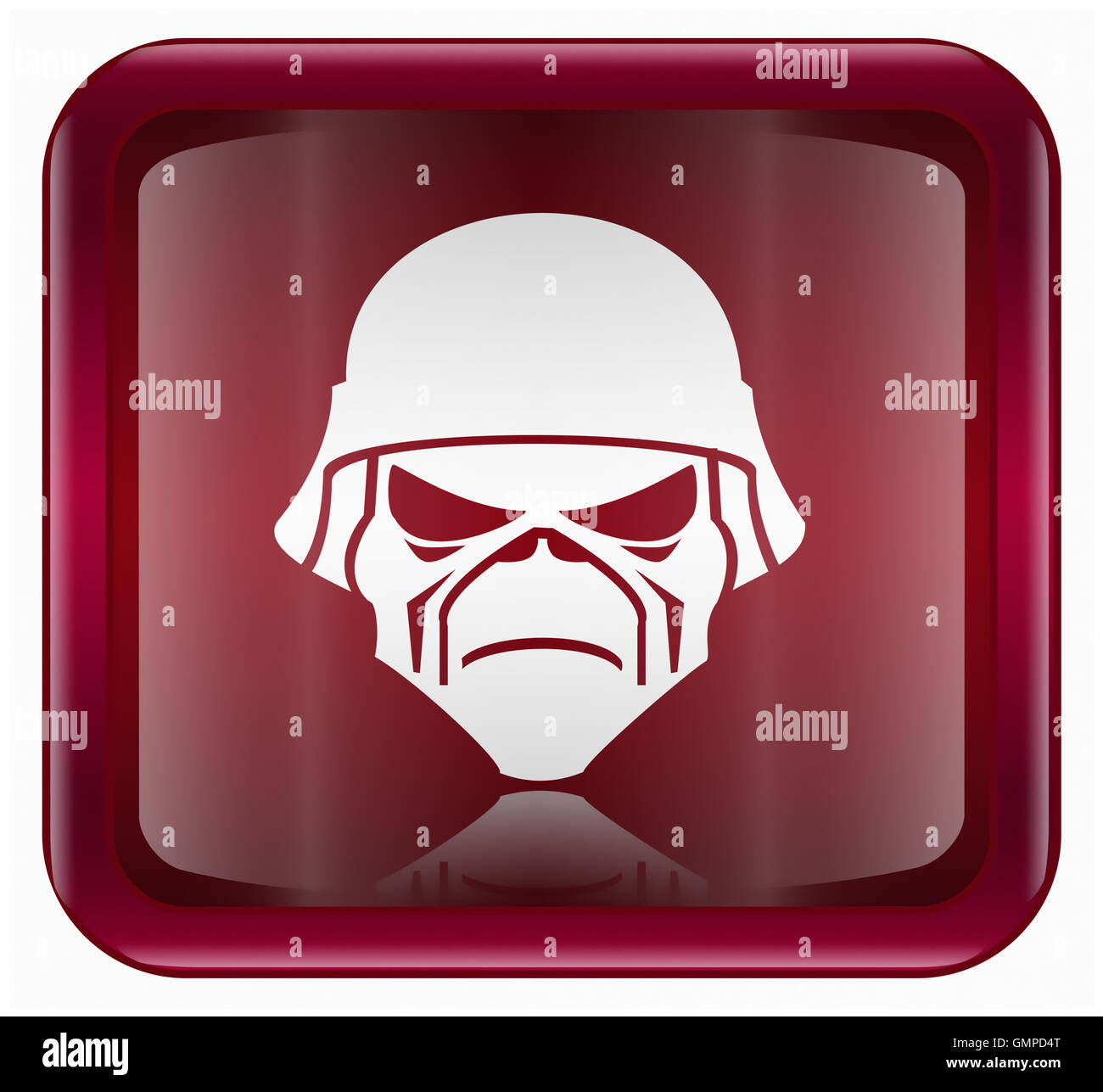 Army button dark red, isolated on white background Stock Photo