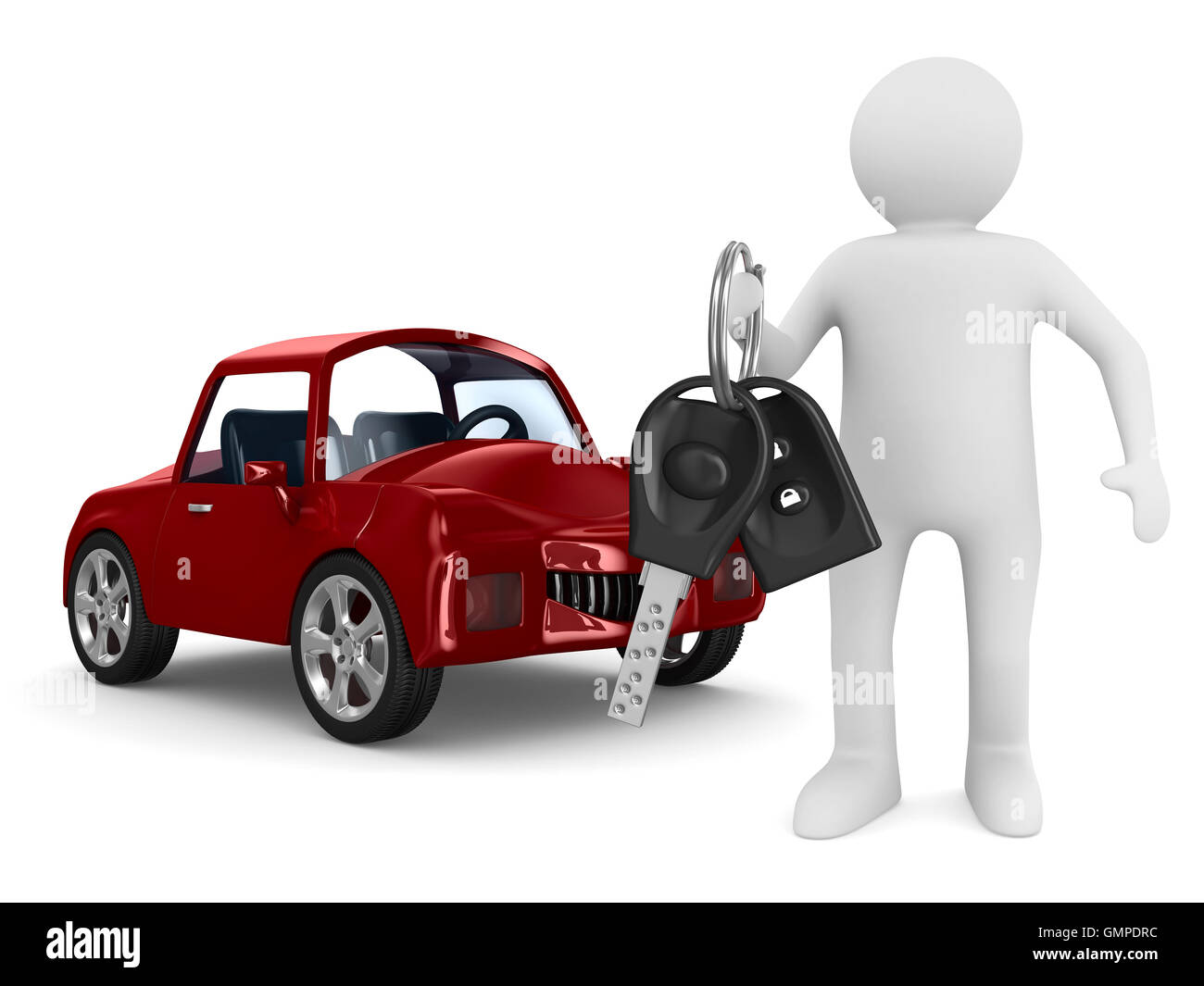 man with automobile keys. Isolated 3D image Stock Photo