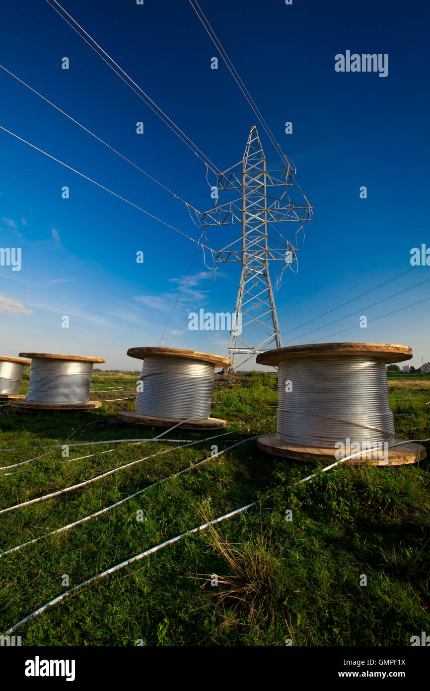 Construction of new power line Stock Photo Alamy