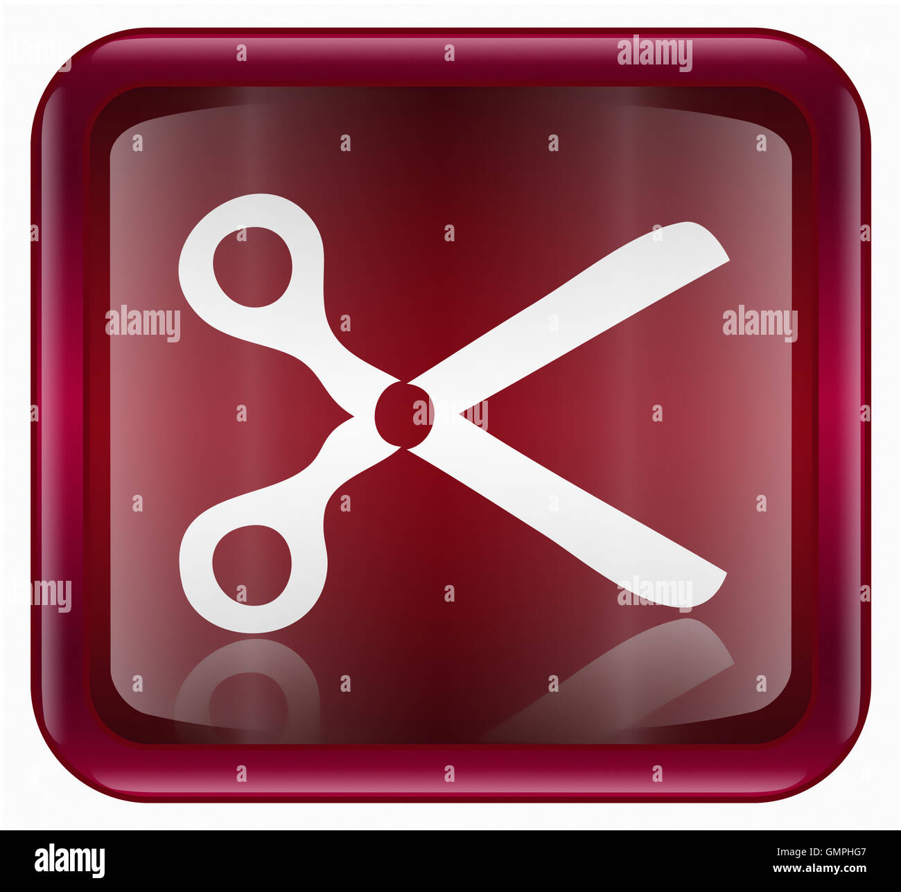 Scissors icon red, isolated on white background Stock Photo - Alamy