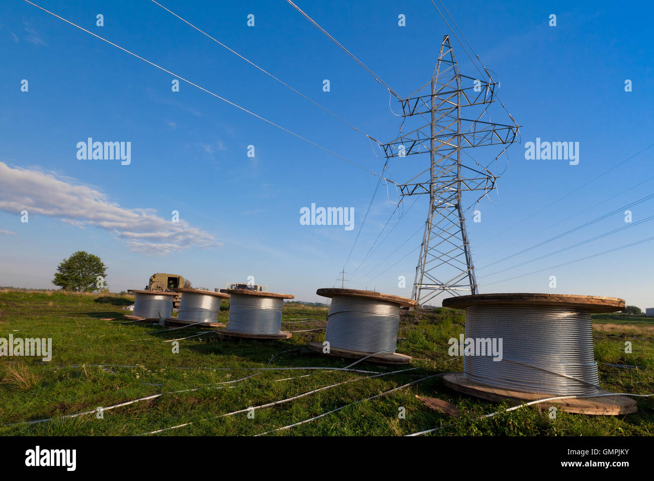 Construction of new power line Stock Photo Alamy