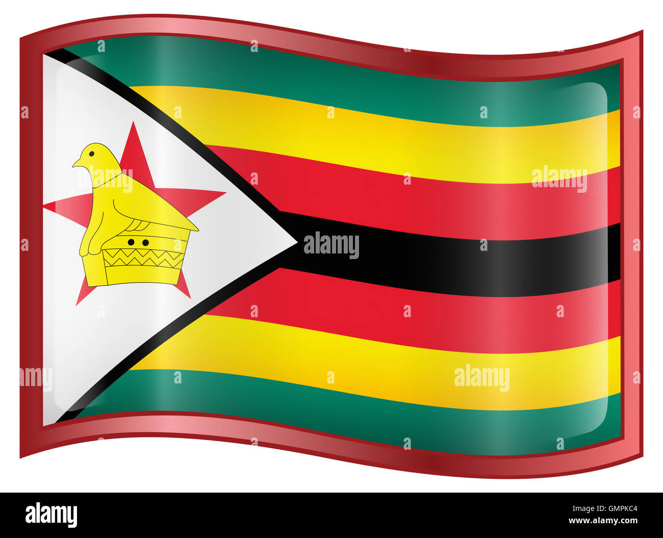 Zimbabwe Flag Icon, isolated on white background Stock Photo Alamy