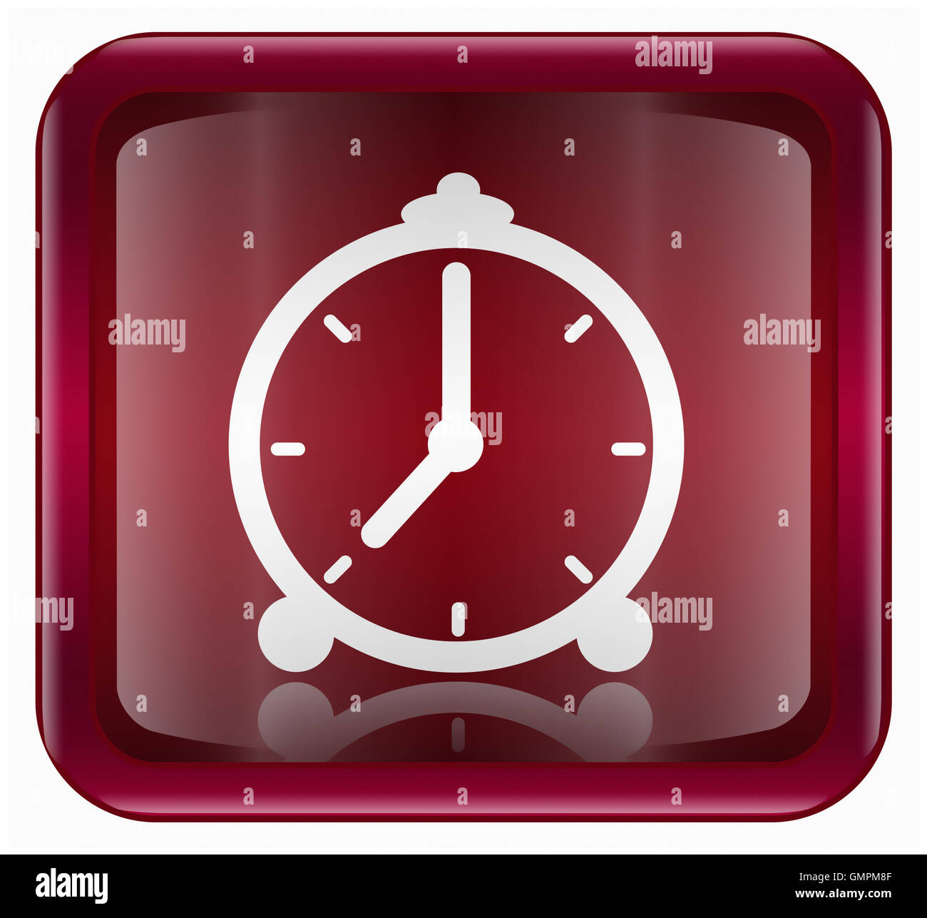 Clock icon dark red, isolated on white background Stock Photo