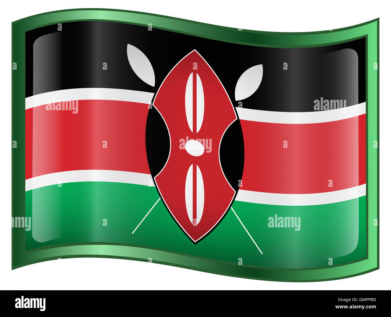 Kenya Flag Icon, isolated on white background Stock Photo Alamy