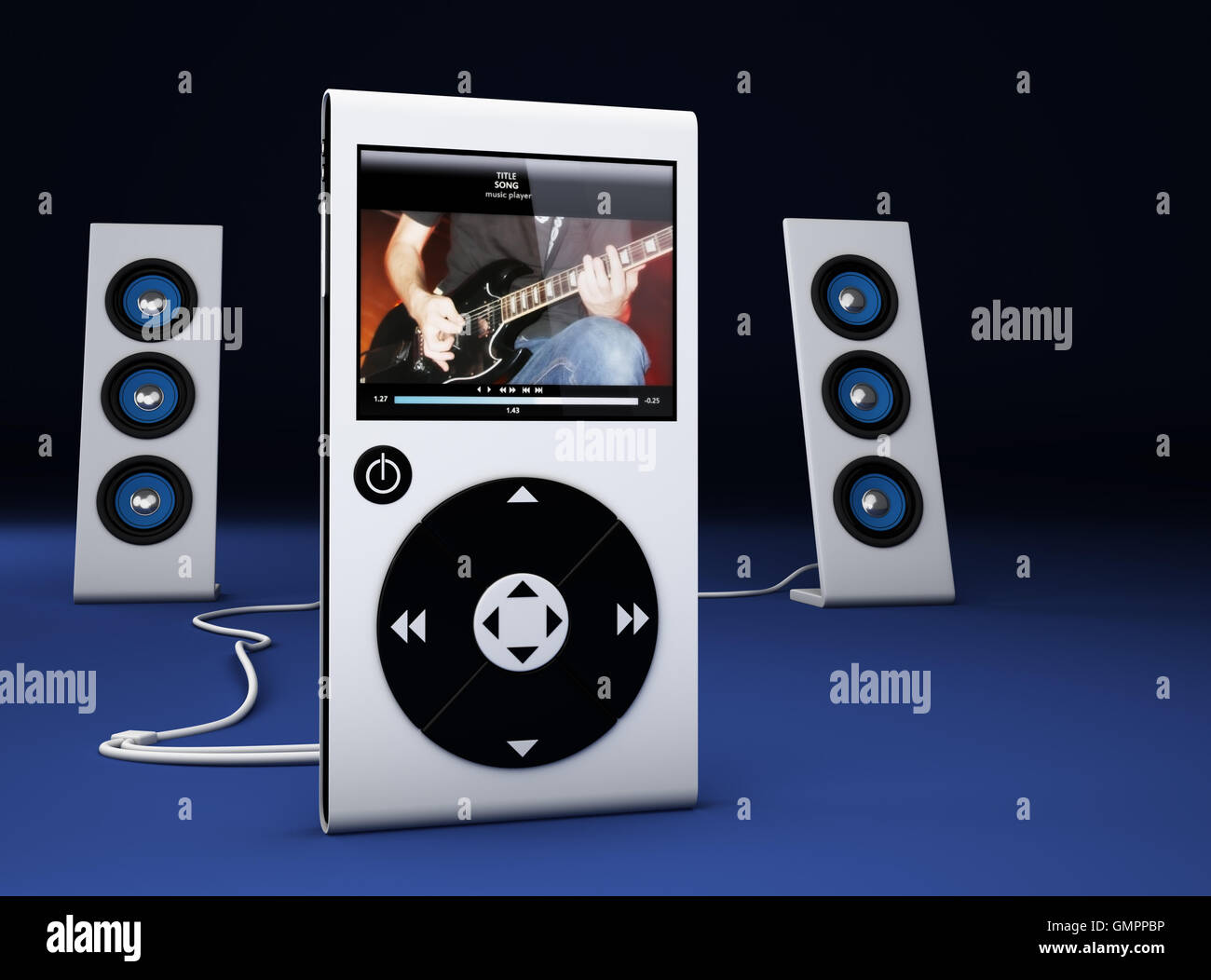 MP3 player and speakers Stock Photo Alamy