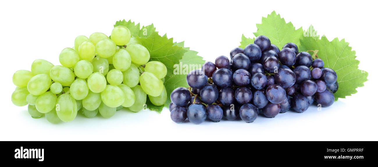 Grapes green blue fruits fruit isolated on a white background Stock Photo