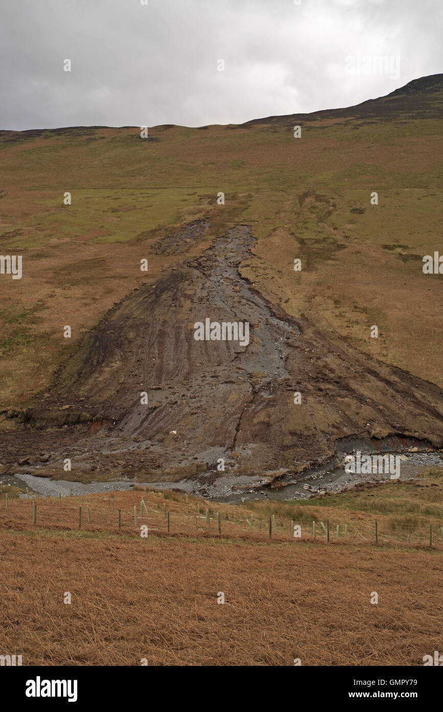 Rainwash erosion to a fellside, Coledale, Derwent Fells, Lake District
