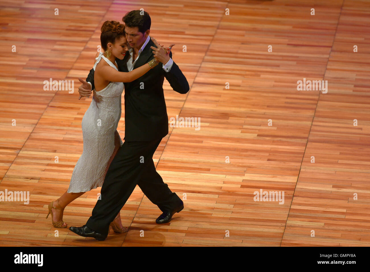 Buenos Aires, Argentina - 22 Aug 2016: Couple takes part in the round of the Tango, during the Tango Dance World Cup. Stock Photo
