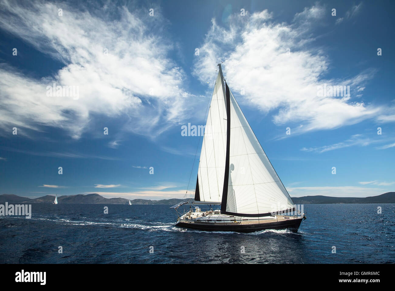 Boat in sailing regatta on the sea. Luxury yachts Stock Photo - Alamy