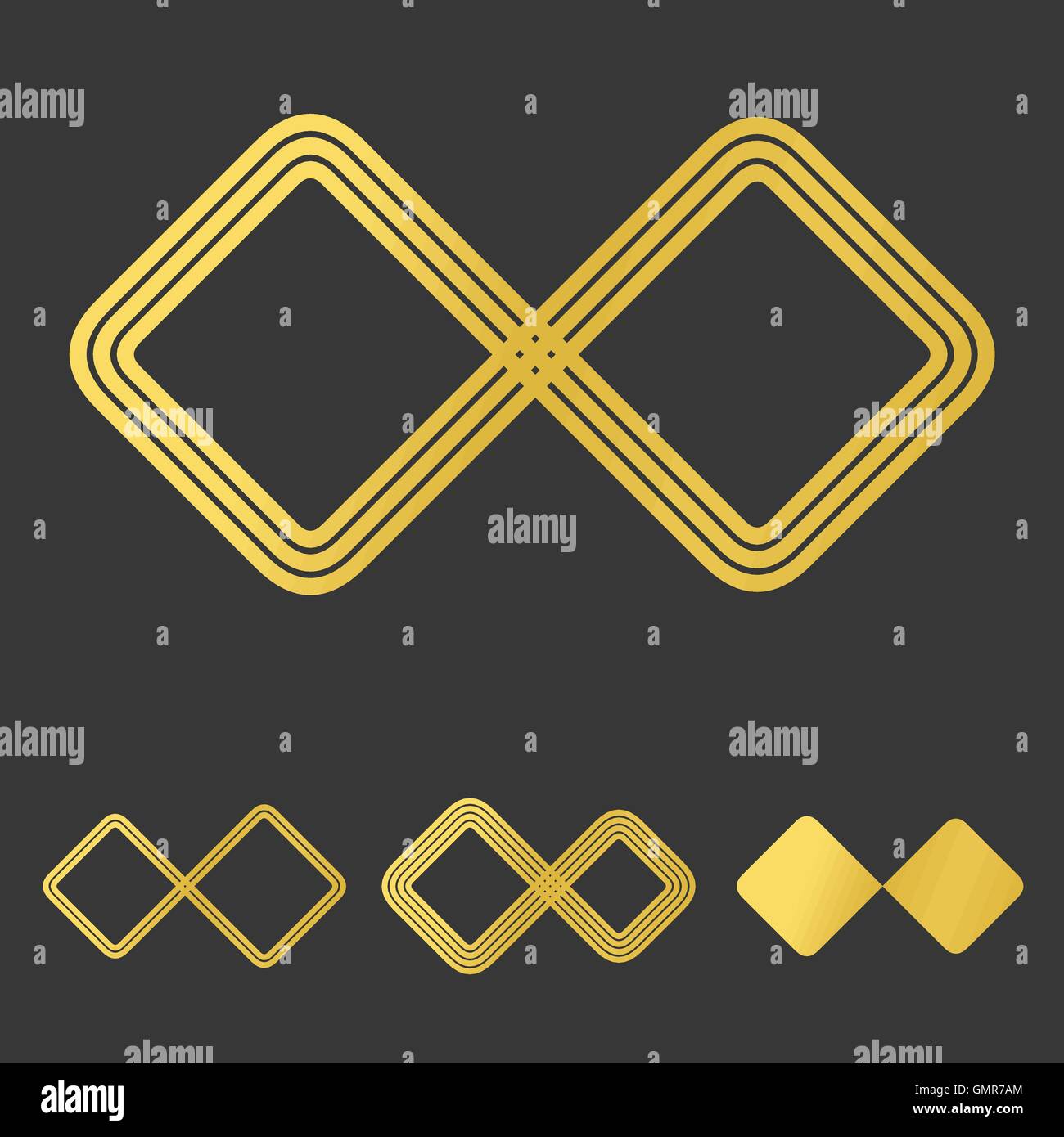 Golden line infinity logo design set Stock Vector