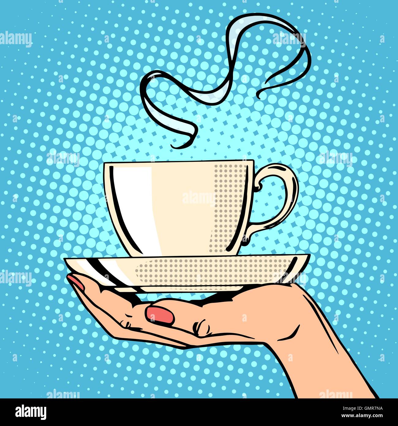 Hot coffee cup woman hand Stock Vector