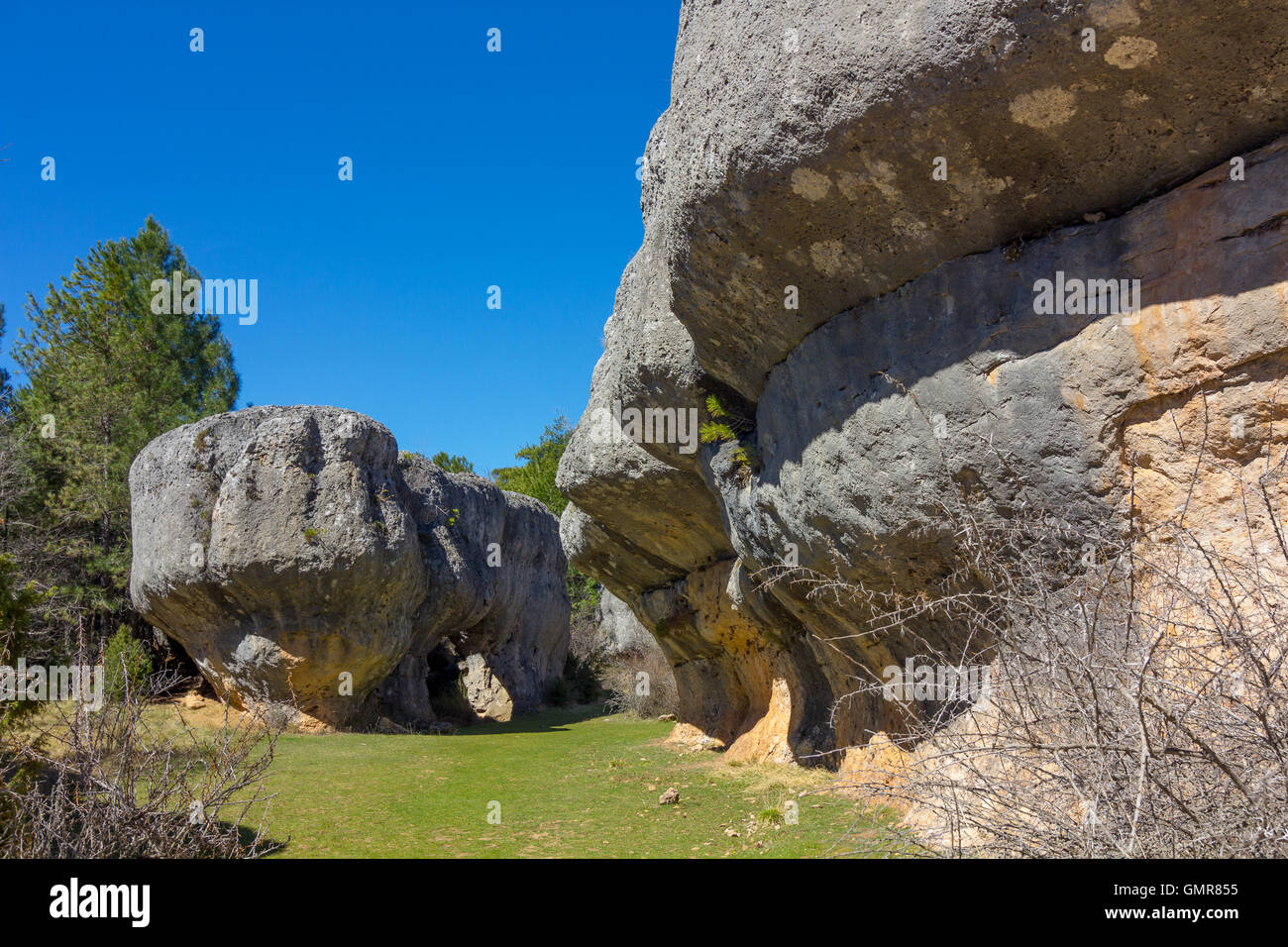 Rocks with capricious forms in the enchanted city of Cuenca, Spain Stock Photo