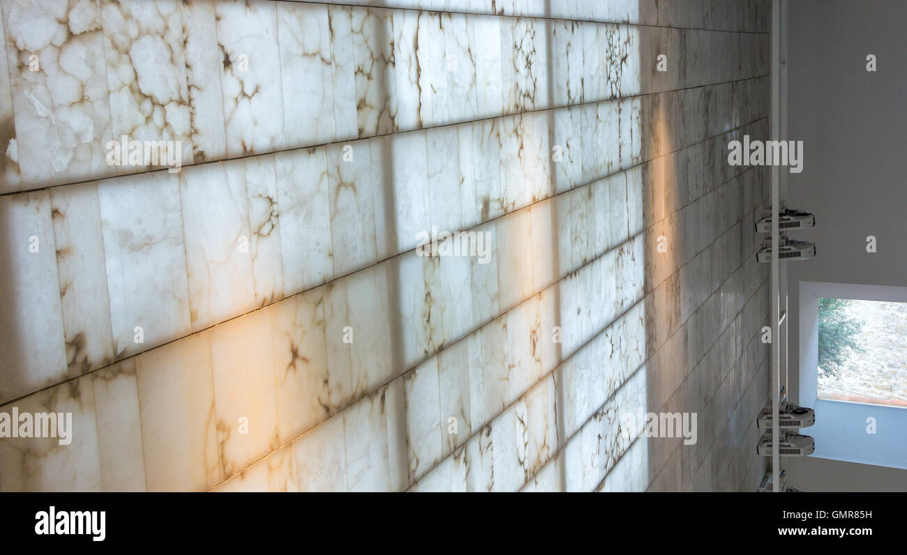 Translucent white marble walls Stock Photo