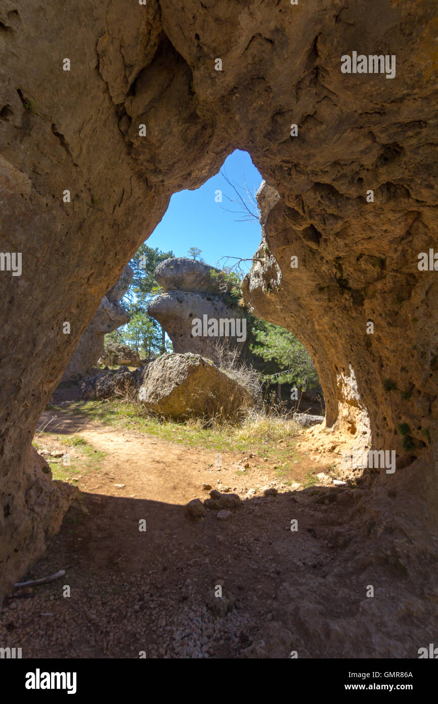 Rocks with capricious forms in the enchanted city of Cuenca, Spain ...