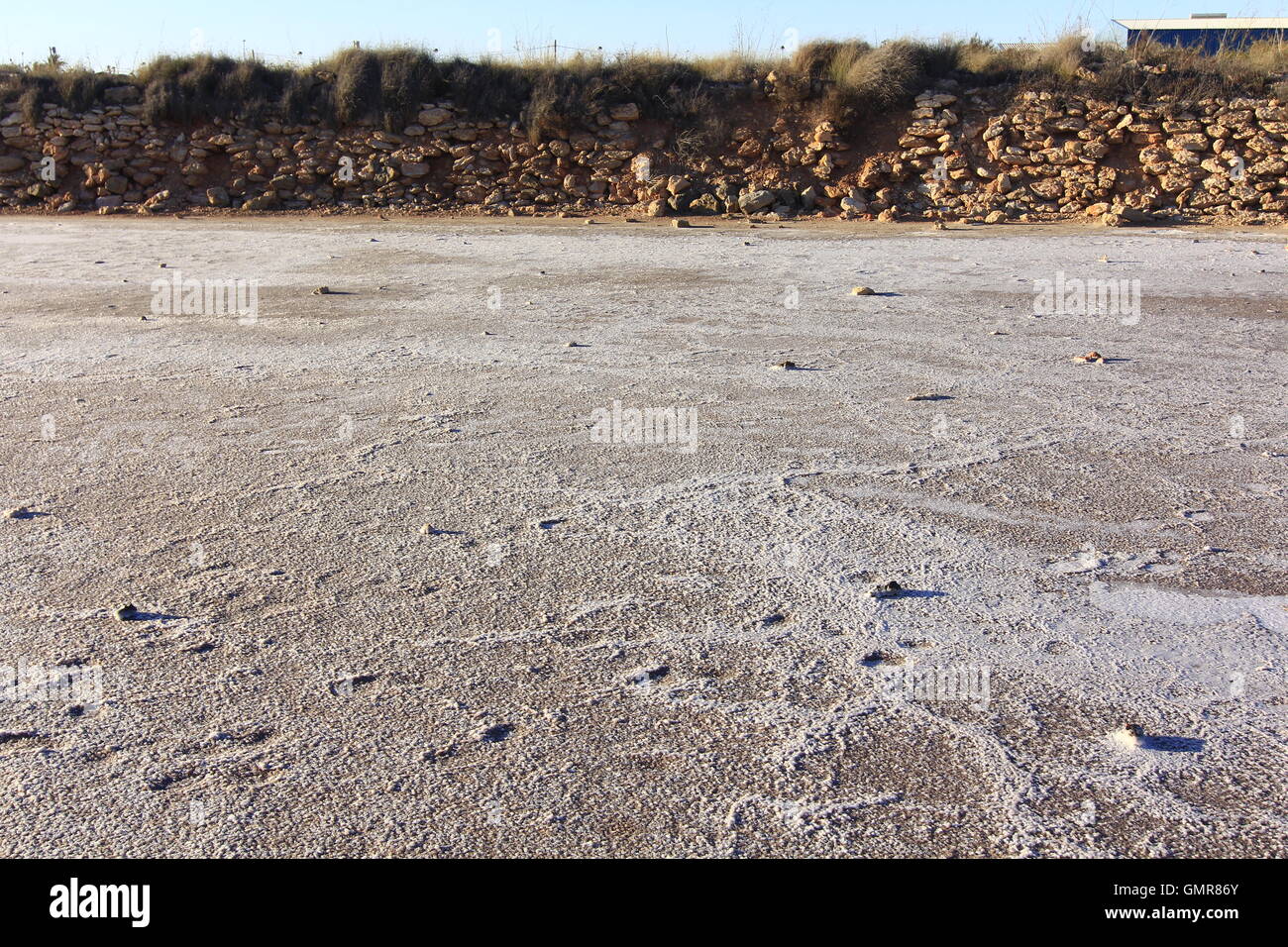 dry natural salt lakes (Salinas) on the south coast of Murcia, Spain Stock Photo
