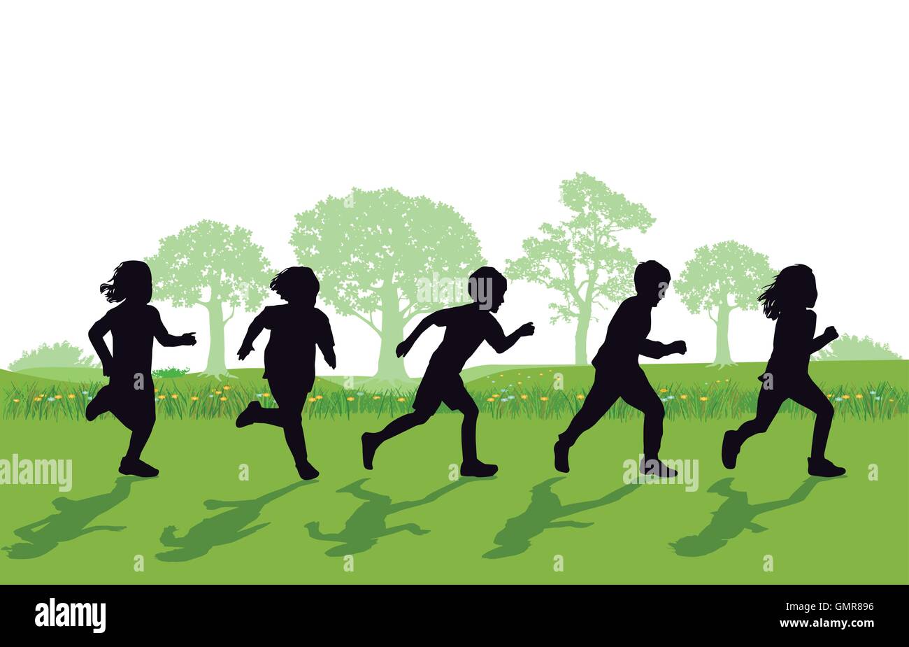 running children Stock Vector