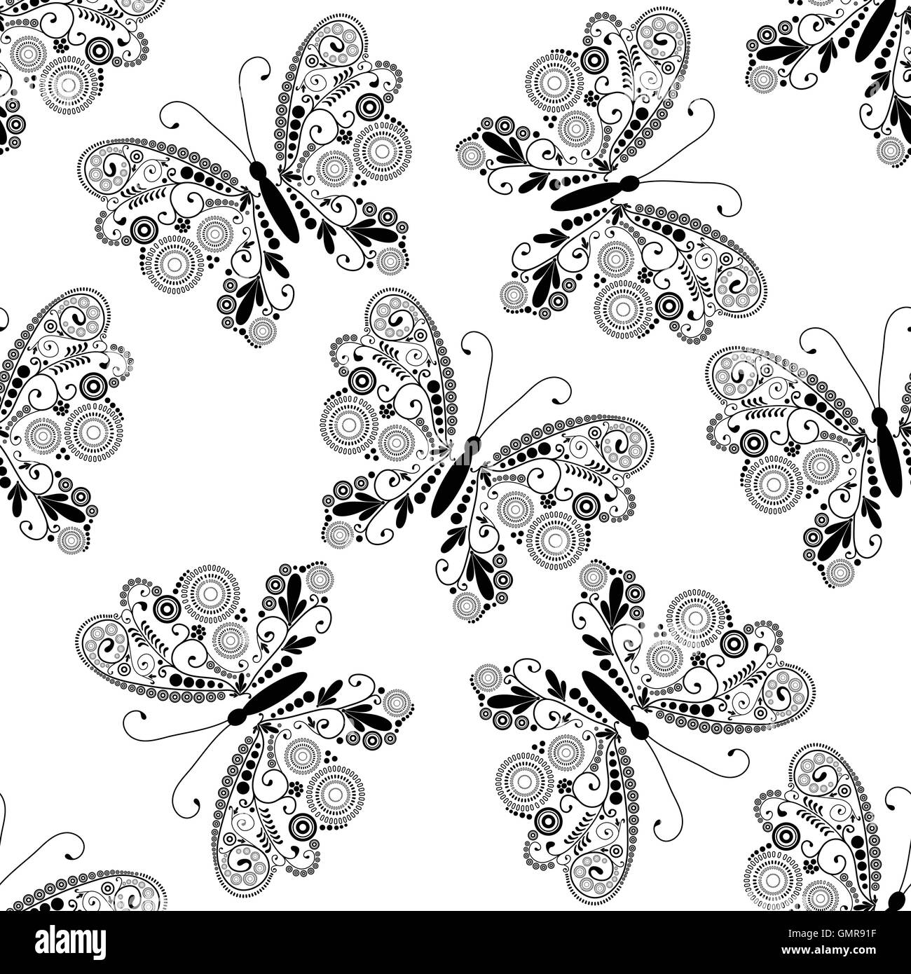 Seamless pattern with black lacy butterflies Stock Vector Image & Art ...