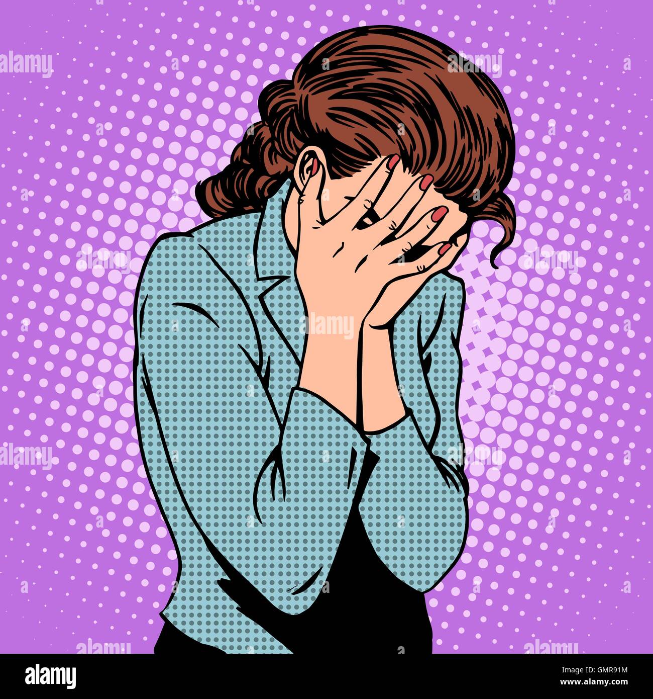 Weeping woman emotions grief Stock Vector